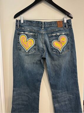 Chip and pepper Women’s Blue Denim Jeans with Pink & Yellow Heart Patch